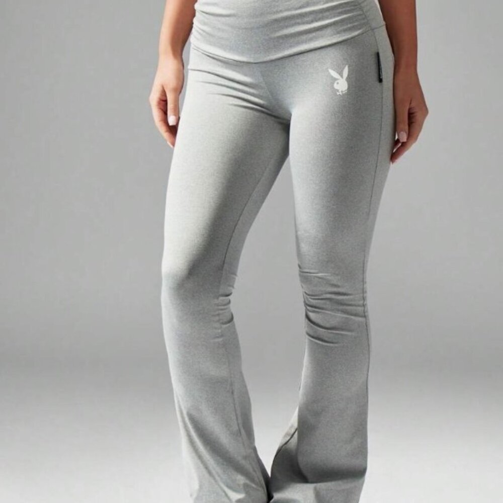 Playboy x Missguided flare grey leggings - foldover